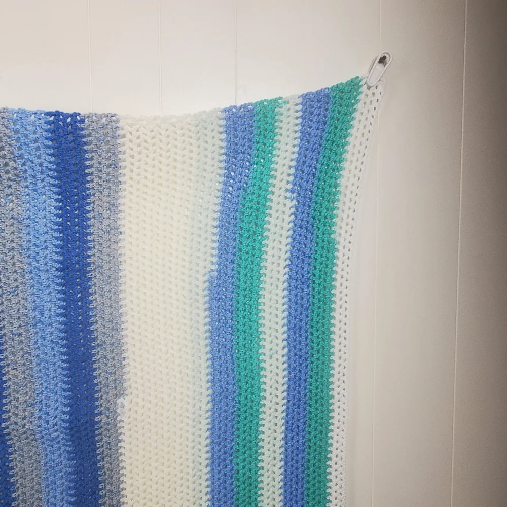 Handmade one of a kind crochet striped baby blanket 39